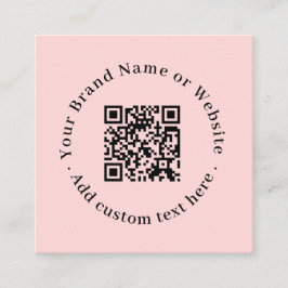 Blush Pink QR | Modern Professional Contact Design Vierkante Visitekaartje