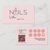 Blush pink QRCODE nagelsalon Manicurist Klantenkaartje (Voorkant / Achterkant)
