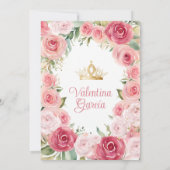 Blush Pink Quinceañera 15 Anos Bloemen Goud Kaart (Achterkant)