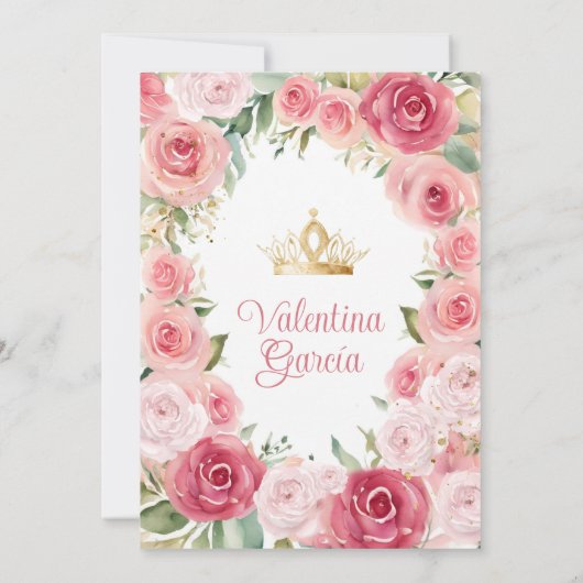 Blush Pink Quinceañera 15 Anos Bloemen Goud Kaart (Achterkant)