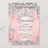 Blush Pink Quinceanera 15th Winter Carriage Kaart (Voorkant / Achterkant)
