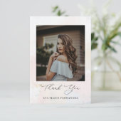 Blush Pink Quinceañera Foto Bedankkaart (Staand voorkant)
