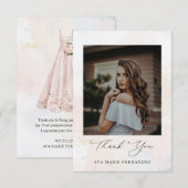 Blush Pink Quinceañera Foto Bedankkaart (Voorkant / Achterkant)