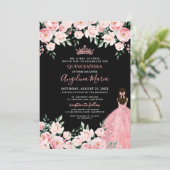 Blush Pink Quinceanera Invitation Kaart (Staand voorkant)