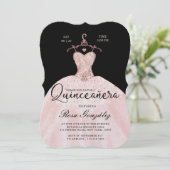 Blush Pink Quinceañera Roya Gown Black Kaart (Staand voorkant)