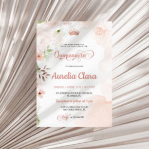 Blush Pink Quinceanera uitnodiging