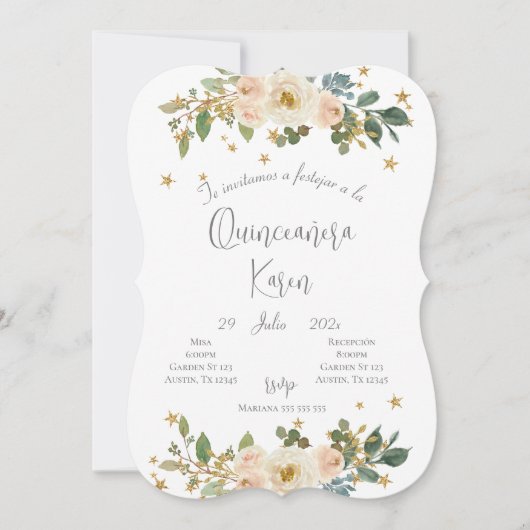 Blush Pink Quinceanera-uitnodiging Kaart (Voorkant)