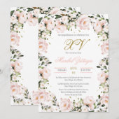 Blush Pink Quinceanera-uitnodiging Kaart (Voorkant / Achterkant)