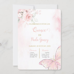 Blush Pink Quinceanera-uitnodiging Kaart