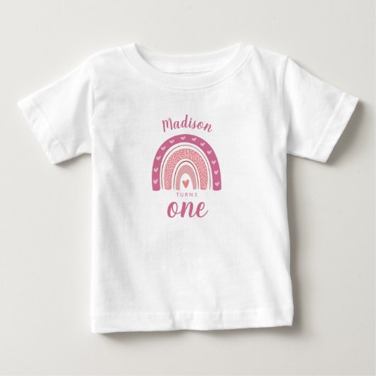 blush Pink Rainbow Boho First Birthday Baby (Voorkant)