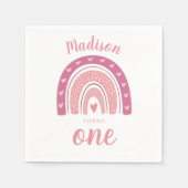 Blush Pink Rainbow Boho First Birthday Servet (Voorkant)