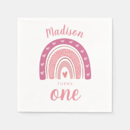 Blush Pink Rainbow Boho First Birthday Servet