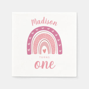 Blush Pink Rainbow Boho First Birthday Servet