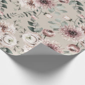 Blush Pink Ranunculus Dahlias Eucalyptus Garden Cadeaupapier (Hoek)