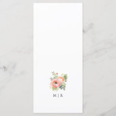 Blush Pink Ranunculus Floral Wedding Menu (Achterkant)