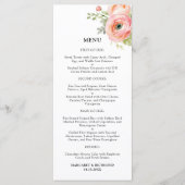Blush Pink Ranunculus Floral Wedding Menu (Voorkant)