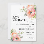 Blush Pink Ranunculus Floral Wedding Save the Date Kaart (Voorkant)