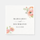 Blush Pink Ranunculus Floral Wedding Servet (Voorkant)