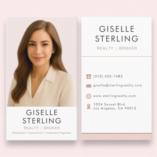 Blush Pink Real Estate Agent Broker  Visitekaartje