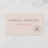 Blush Pink Real Estate Agent Logo QR Code Visitekaartje (Voorkant)