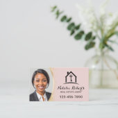 Blush Pink Real Estate Agent Modern Gold Photo Visitekaartje (Staand voorkant)