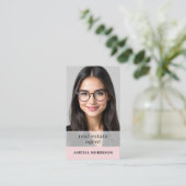 Blush Pink Real Estate Agent QR Code Foto Visitekaartje (Staand voorkant)
