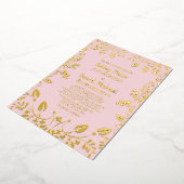 Blush Pink Real Gold Foil Floral Weddenschap Folie Uitnodiging (Gedraaid)