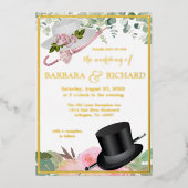 Blush Pink Real Gold Foil Floral Weddenschap Folie Uitnodiging (Voorkant)