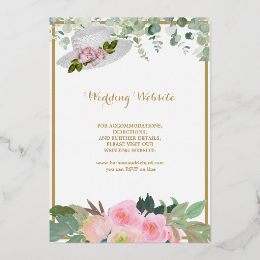 Blush Pink Real Gold Foil Floral Weddenschap Folie Uitnodiging (Achterkant)