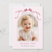 Blush Pink Red Bow Birthday Arch Photo  Bedankkaart (Voorkant)