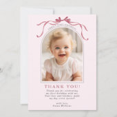 Blush Pink Red Bow Birthday Arch Photo Bedankkaart (Voorkant)