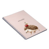 Blush Pink Red Cherry Adorable Hedgehog Notitieboek (Rechterzijde)