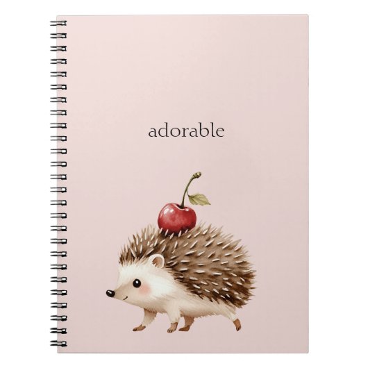 Blush Pink Red Cherry Adorable Hedgehog Notitieboek (Voorkant)