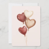 Blush Pink Red Cream Heart Balloons Birthday Kaart (Achterkant)