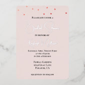 Blush Pink Red Falling Hearts Vrijgezellenfeest Folie Uitnodiging (Voorkant)