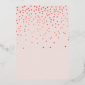 Blush Pink Red Falling Hearts Vrijgezellenfeest Folie Uitnodiging (Achterkant)