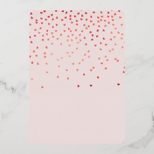 Blush Pink Red Falling Hearts Vrijgezellenfeest Folie Uitnodiging (Achterkant)