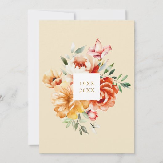 Blush Pink & Red Flowers 50e Jubileum Kaart (Achterkant)