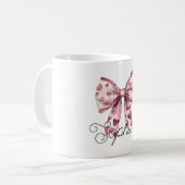 Blush Pink Red Hearts Bow Koffiemok (Voorkant links)