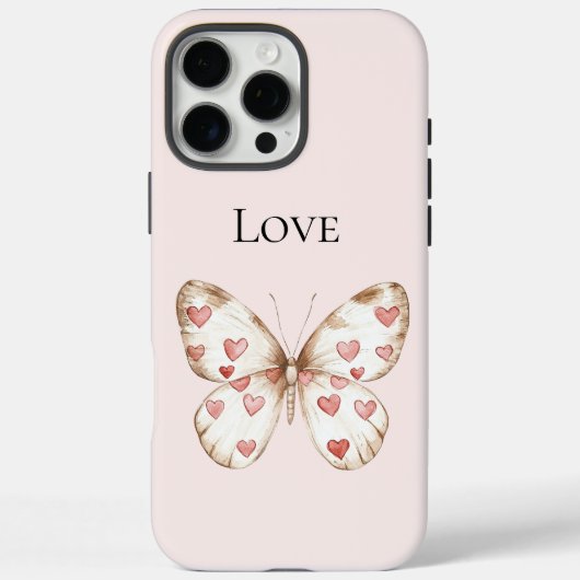 Blush Pink Red Hearts Butterfly Love Case-Mate iPhone Case (Achterkant)