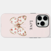 Blush Pink Red Hearts Butterfly Love Case-Mate iPhone Case (Achterkant (horizontaal))