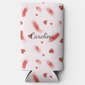 Blush Pink Red Hearts Glitzy Glitter Seltzer Blikjeskoeler (Voorkant)