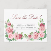 Blush Pink Red Peony Rozen Chic Wedding Aankondigingskaart (Voorkant)