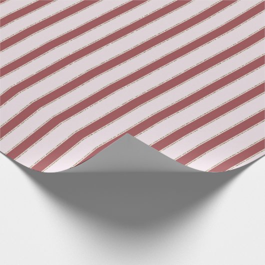 Blush Pink Red Stripes Christmas Cadeaupapier (Hoek)