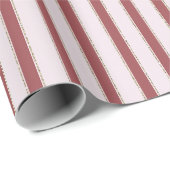 Blush Pink Red Stripes Christmas Cadeaupapier (Rol Hoek)