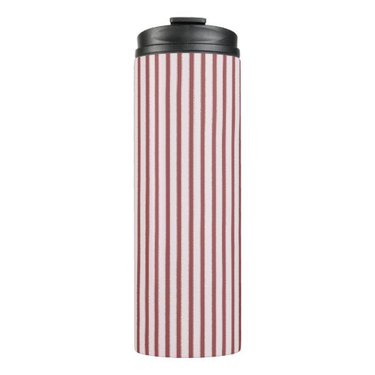 Blush Pink Red Stripes Christmas Thermosbeker (Voorkant)
