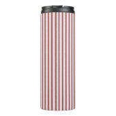 Blush Pink Red Stripes Christmas Thermosbeker (Achterkant)