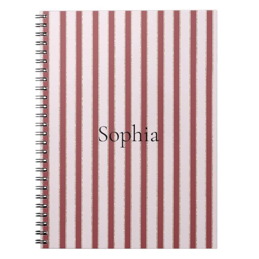 Blush Pink Red Stripes Notitieboek (Voorkant)