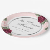Blush Pink Red Waterverf Floral Memorial Funeral Papieren Bordje (Gekanteld)