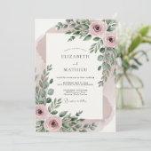 Blush Pink Resplendent Botanical Wedding Kaart (Staand voorkant)